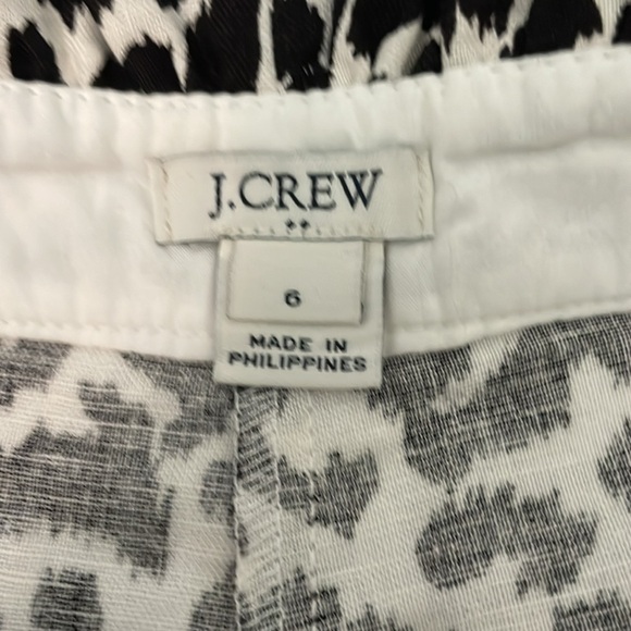 J. Crew Animal Print Short Black and White Cotton Linen Size 6 Ruffles - Picture 5 of 8